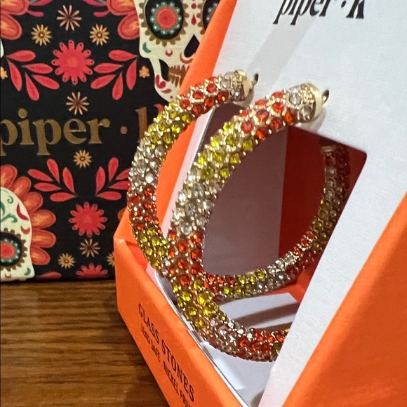 Piper K | Candy Corn Inspired Hoop Earrings - Picture 4 of 8